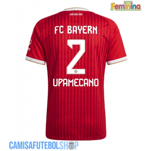 Camisa de time de futebol Bayern Munich Dayot Upamecano #2 Replicas 1º Equipamento Feminina 2026-27 Manga Curta